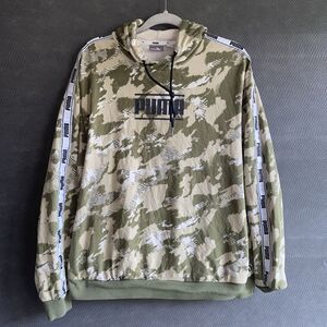 Puma Camouflage Camo Hoodie Green Pullover Men's Size Large
